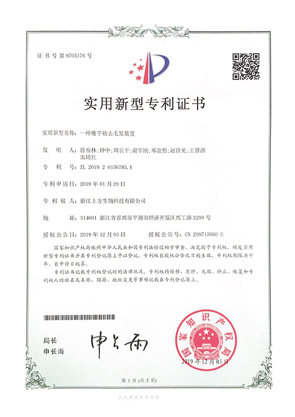 実用新案特許証書