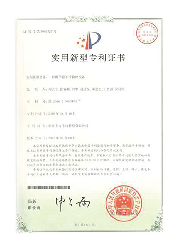 実用新案特許証書