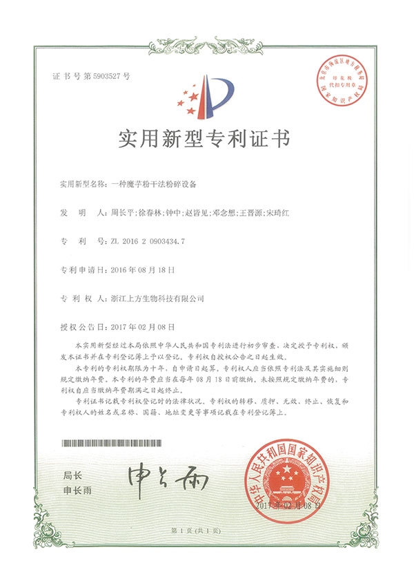 実用新案特許証書
